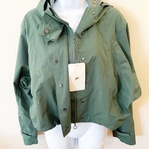 Fabletics Cropped Hooded Jacket Green Size Medium